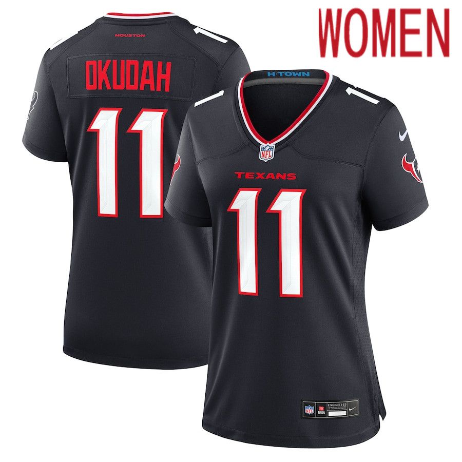 Women Houston Texans #11 Jeff Okudah Nike Navy Team Game NFL Jersey->women nfl jersey->Women Jersey